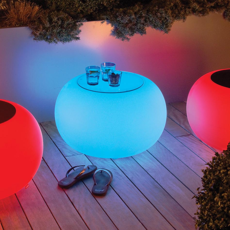 Beistelltisch & Sitz Bubble AKKU OUTDOOR (LED Farbwechsel & Fernbedienung) – Moree