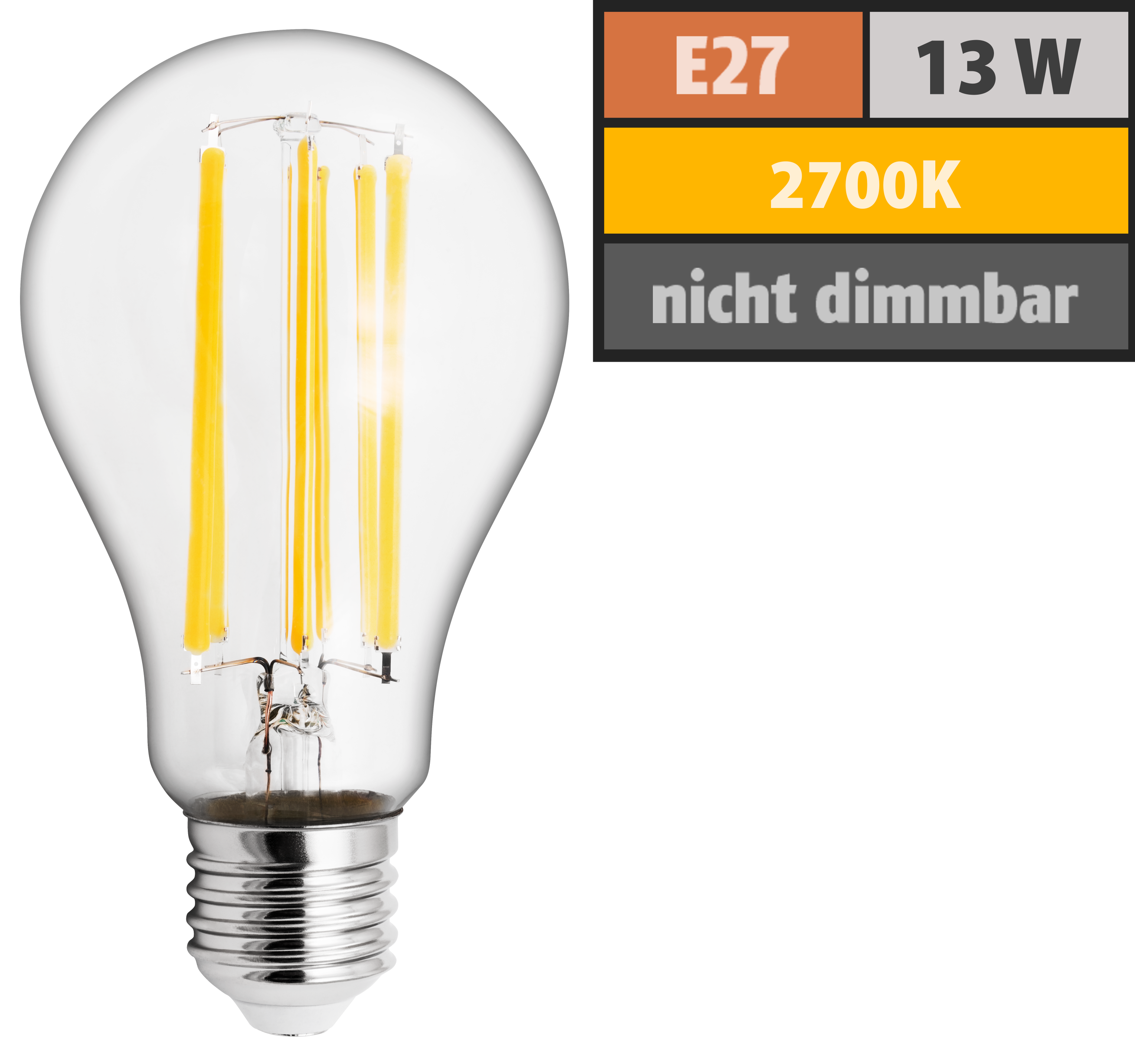LED Filament Glühlampe LEDeco Filed, E27, 13W, 1850lm, warmweiß, klar