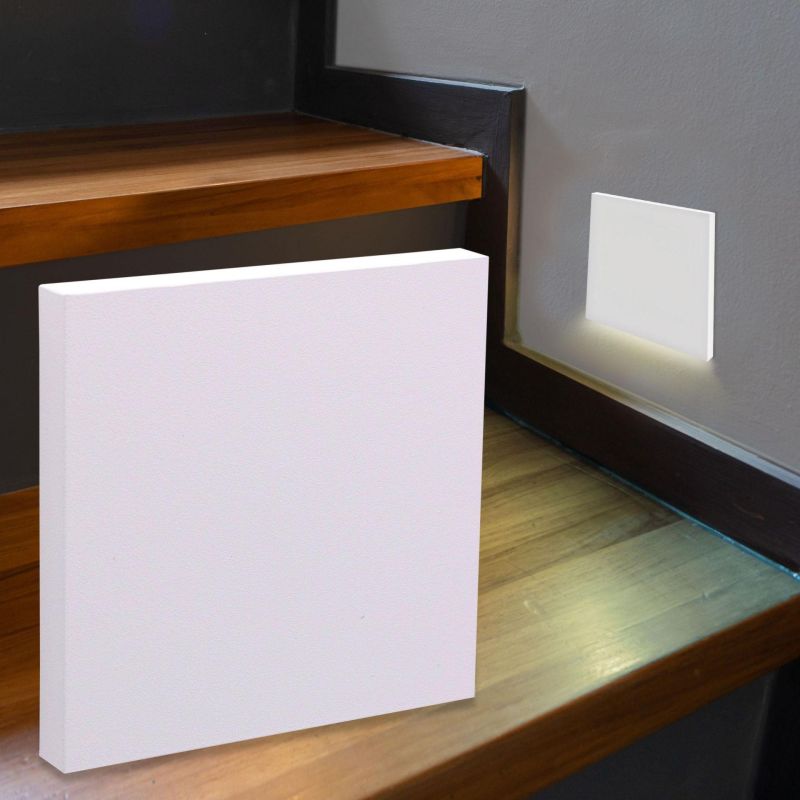 LED Treppenbeleuchtung 230V Wandeinbauleuchte eckig weiß - Unterteil Lichtfarbe: Warmweiß 3000K 1,5W