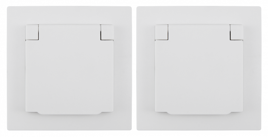 Schutzkontakt-Steckdose LEDeco STYLE, 250V~/16A, UP, IP44, weiß, 2er-Pack