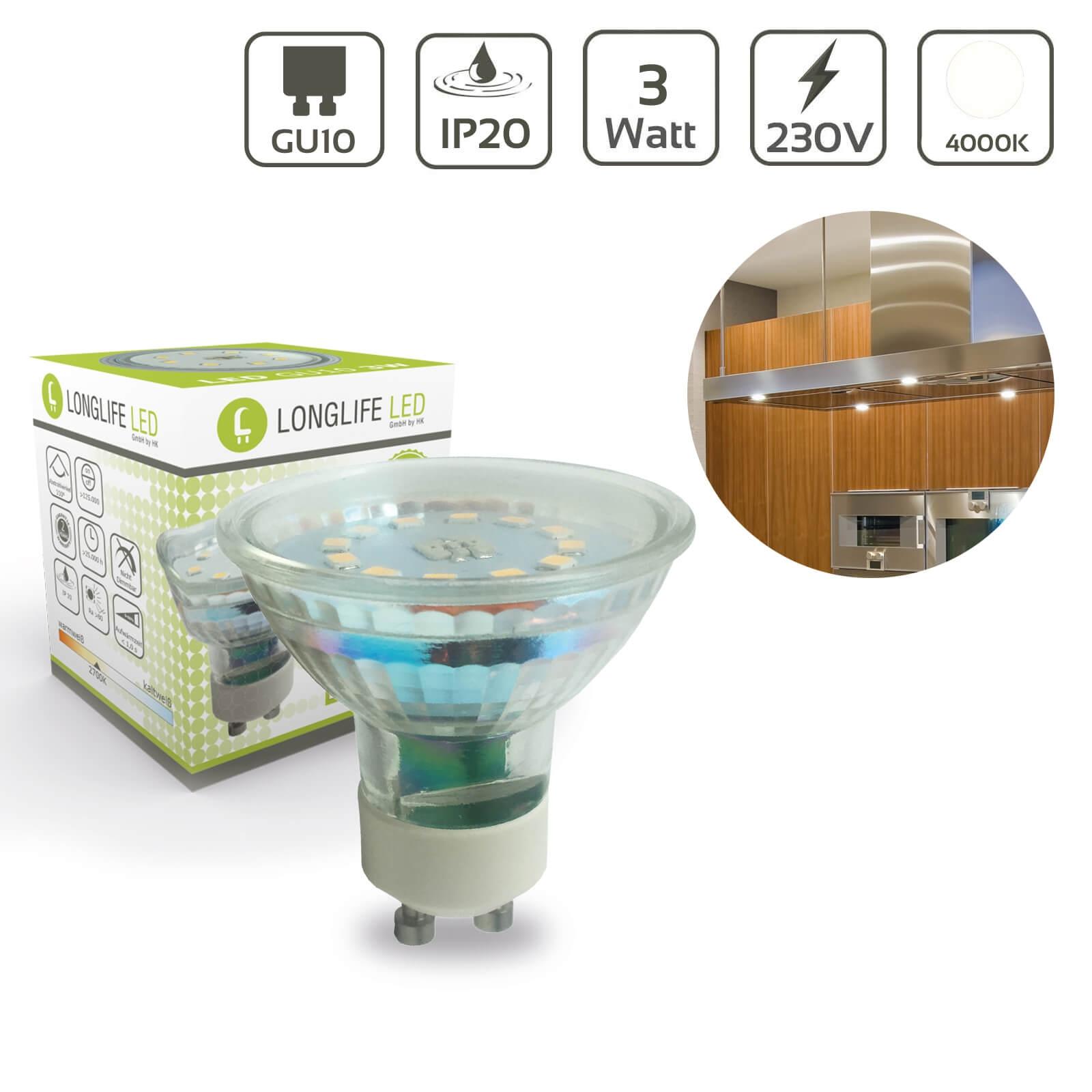 LED Spot GU10 3W 4000K 300lm 110° Neutralweiss | ersetzt 30W,