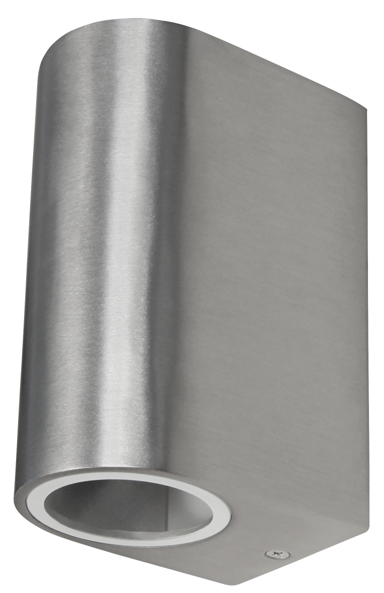 Wandleuchte LEDeco Oval-E Edelstahl-Optik, IP44, 2x GU10, Aluminium Gehäuse