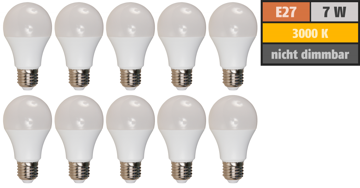 LED-Glühlampe LEDeco Brill95 E27, 7W, 600lm, 240°, warmweiß, Ra-95, 10er-Pack