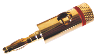 Laborstecker, 4mm-Ø, vergoldet, mit rotem Kennzeichnungsring