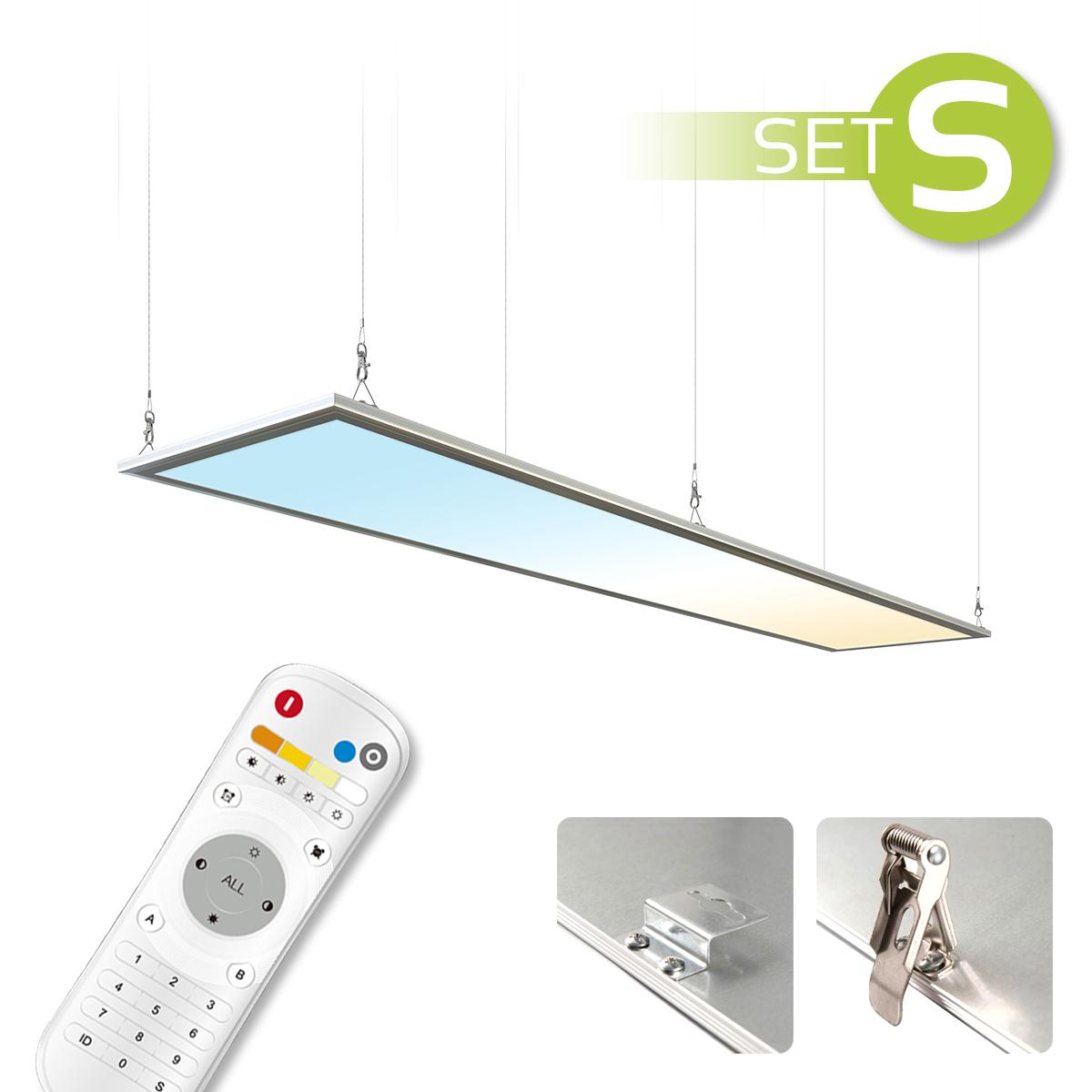 CCT LED Panel Set S | 150x30cm 48W 3000K-6000K silbern Netzteil Fernbedienung