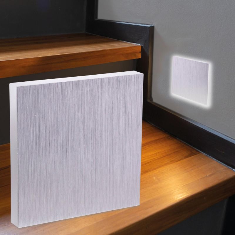 LED Treppenlicht 230V Stufenbeleuchtung eckig Alu-gebürstet - Unterteil Lichtfarbe: Neutralweiß 4000K 1,5W
