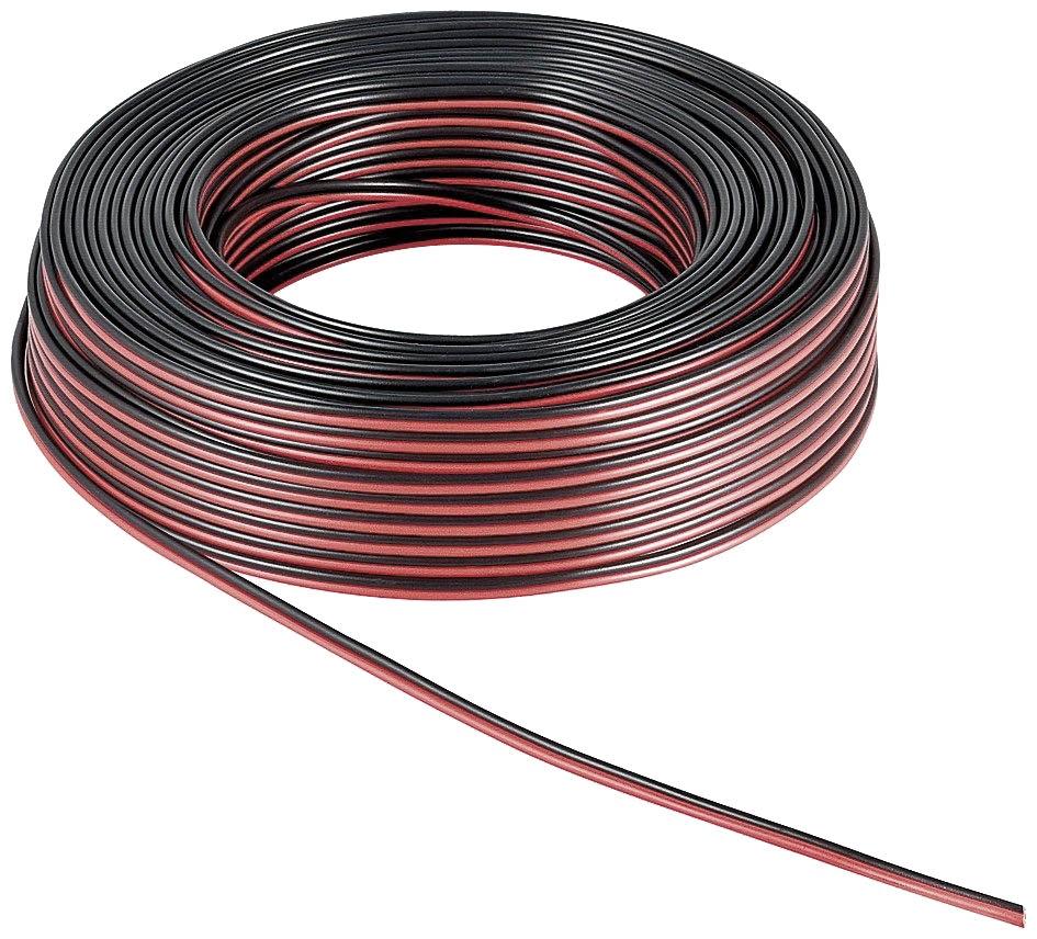 Kabel 50 Meter 2-adrig Rot/Schwarz 0,324mm2