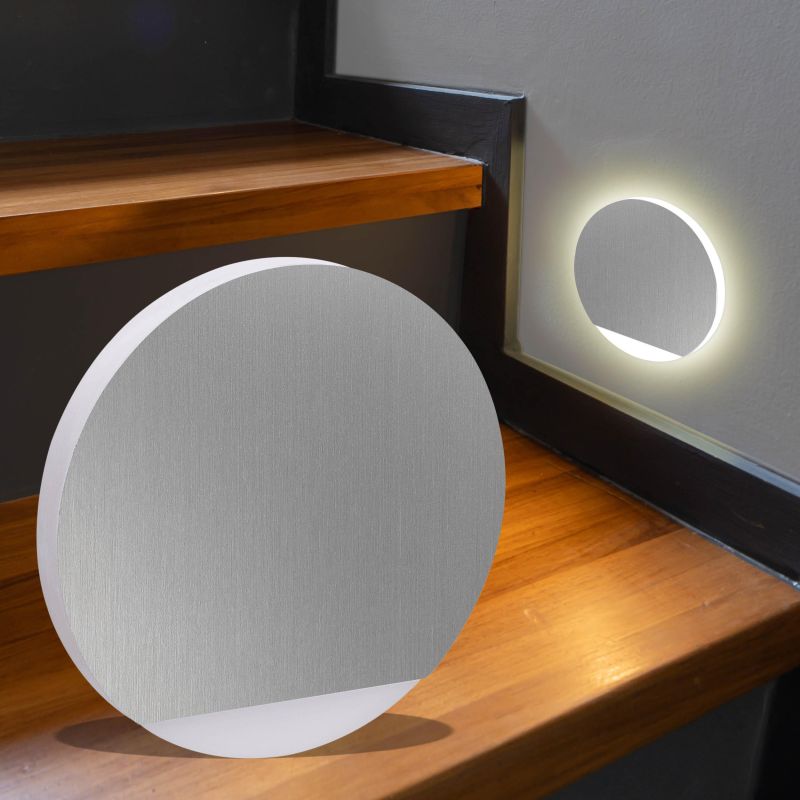 LED Stufenleuchte rund Warmweiß 230V 1W silber Lichtaustritt seitlich vorn Aktion