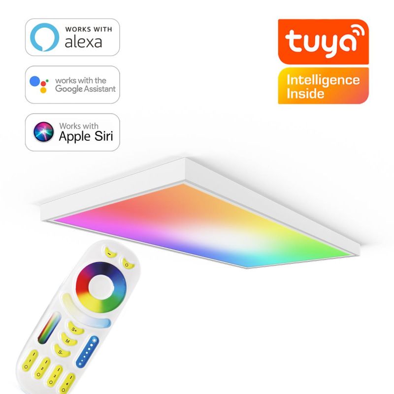 RGB+CCT LED Panel 120x60cm inkl. MiBoxer App-Steuerung 60W 24V Rahmen weiß - Panelmontage: Aufbaurahmen Click weiß