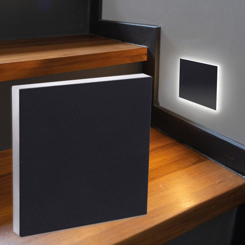 LED Treppenlicht 230V Stufenbeleuchtung eckig schwarz - Unterteil Lichtfarbe: Neutralweiß 4000K 1,5W