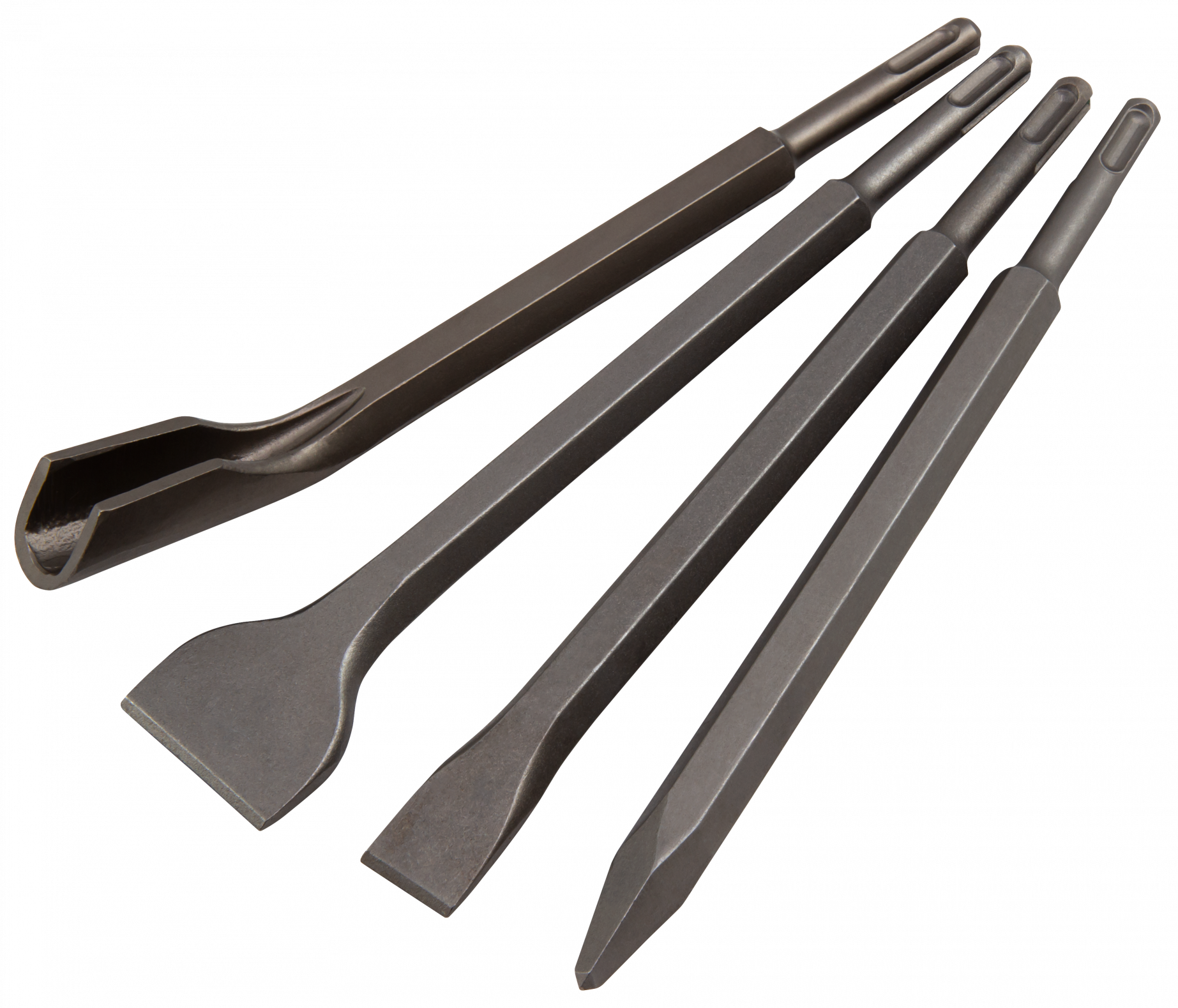 Meißel-Set LEDeco, 4-teilig Spitz-, Flach-, Breit und Hohlmeißel, SDS-Aufnahme