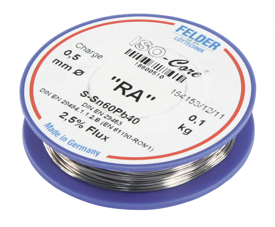 Lötzinn auf Rolle FELDER ISO-Core RA, 0,5mm, 100g, bleihaltig (60%Sn 40%Pb)