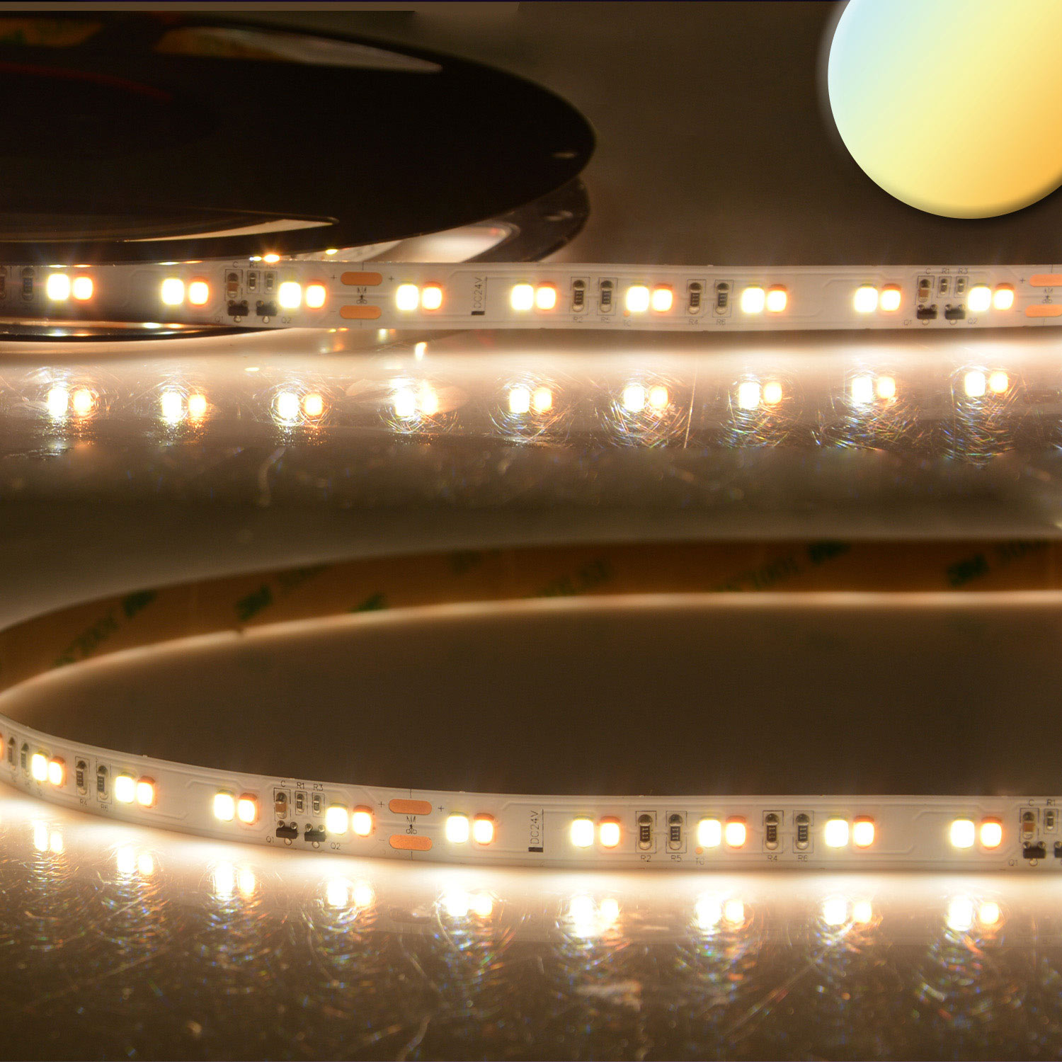LED CRI90 SUNSET Dimm-to-warm (via PWM) Flexband, 24V, 14W, IP20, 1800-3000K, 60 LED/m