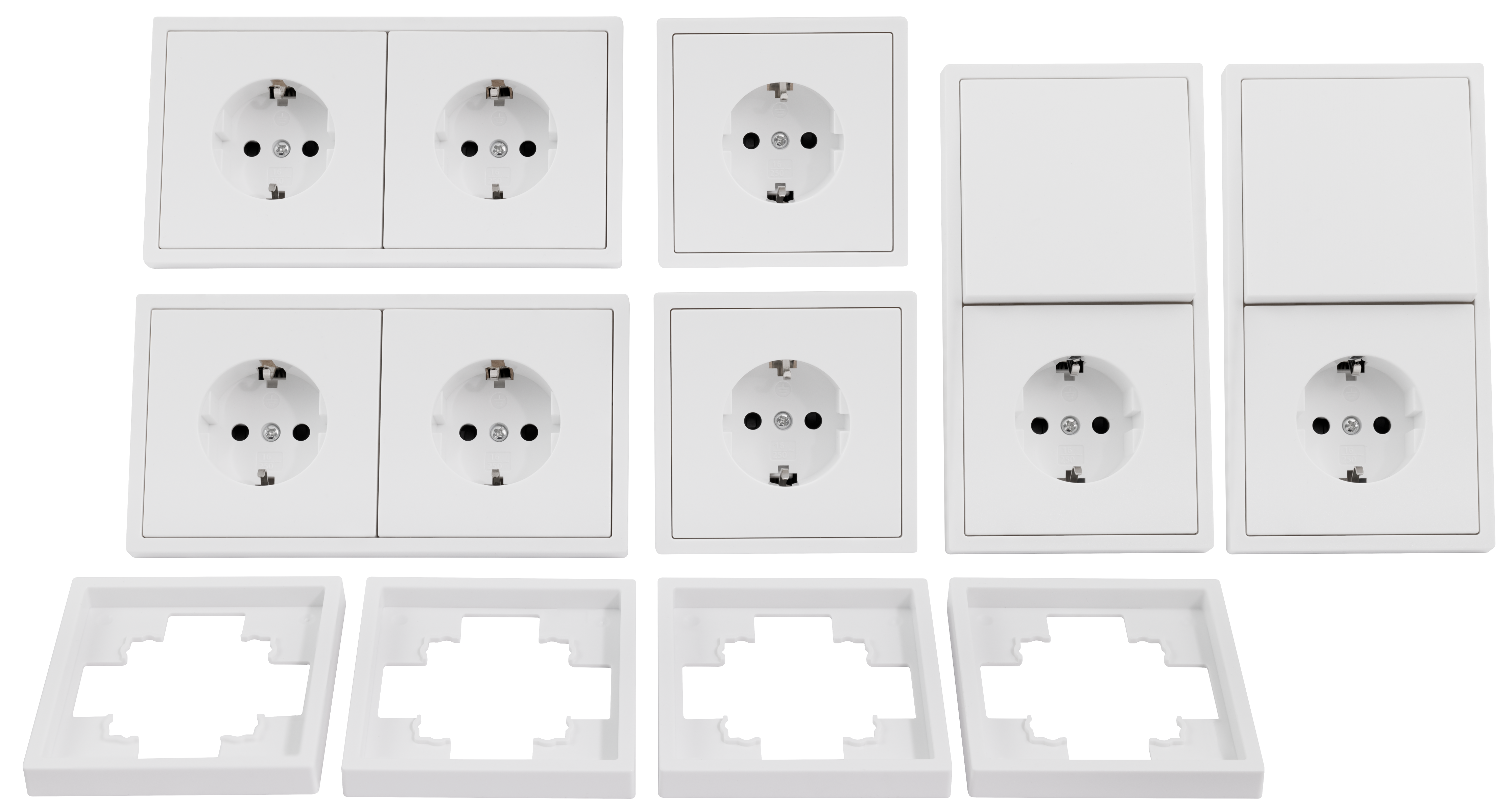 Schalter und Steckdosen Set LEDeco Shallow Standard 20-teilig, weiß