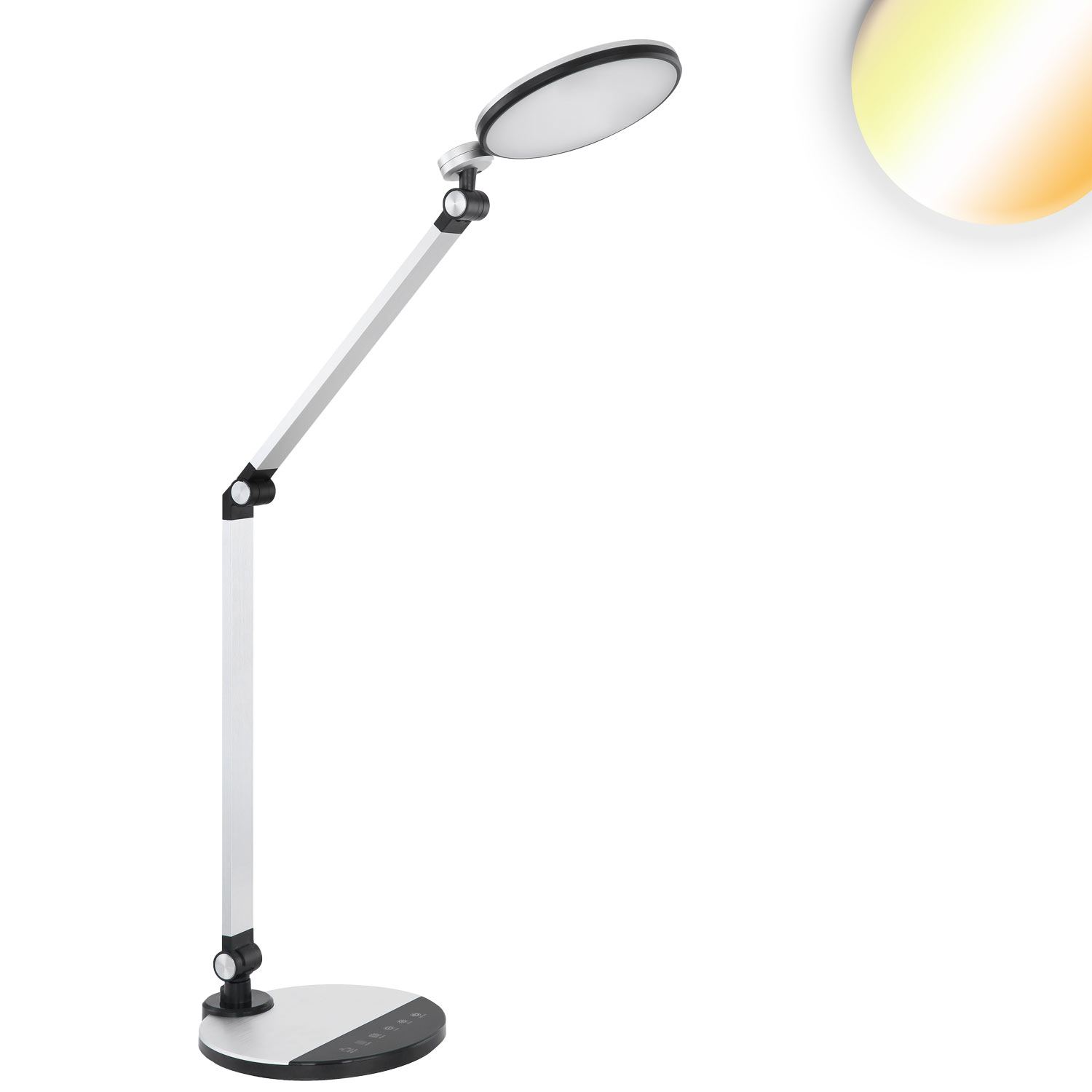 Tischleuchte Metall 10W silberfarben, Colorswitch 3000|4000|6500K, Touchdimmer