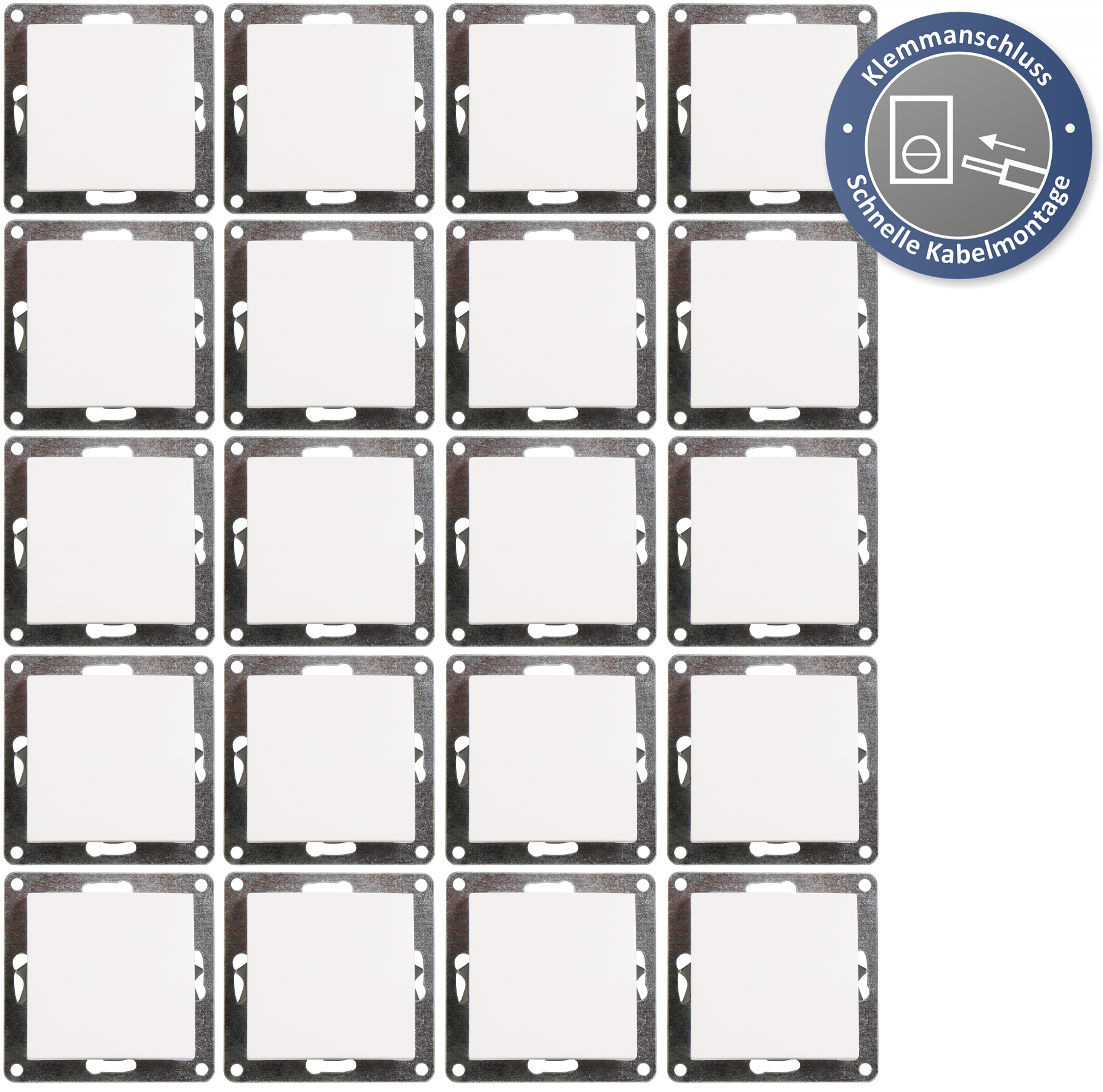 Wechselschalter LEDeco STYLE, 250V~/10A, UP, Klemmanschluss, weiß, 20er-Pack
