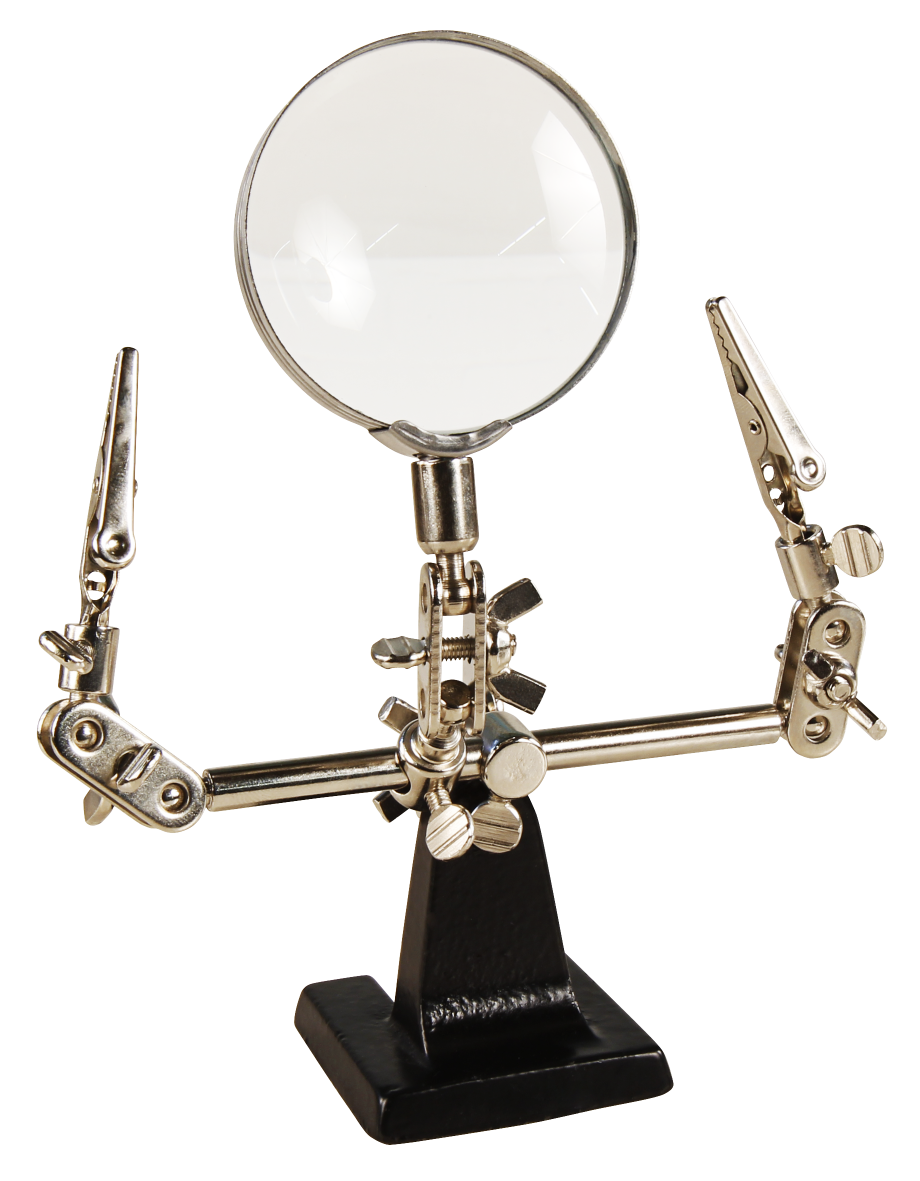 Dritte Hand mit Lupe LEDeco, 2-fache Vergrößerung, 46 mm-Ø