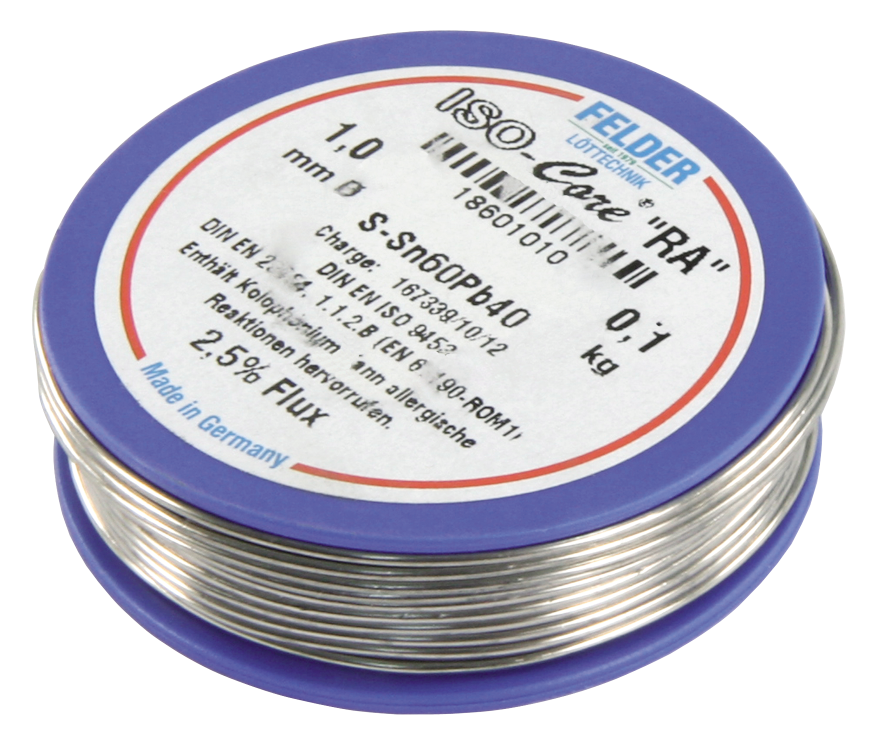 Lötzinn auf Rolle FELDER ISO-Core RA, 1,0mm, 100g, bleihaltig (60%Sn 40%Pb)