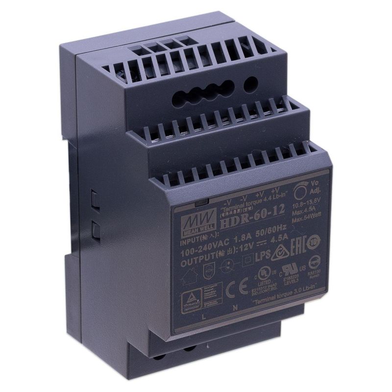 Mean Well HDR-60-12 LED Hutschienen Netzteil 54W 12V 4.5A DIN Rail CV