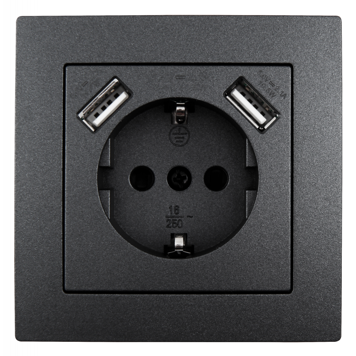 Schutzkontakt-Steckdose mit 2x USB LEDeco STYLE, 250V, 5V/2,1A, UP, anthrazit
