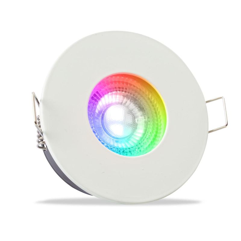 Einbauspot IP65 rund - Abdeckring: weiß - LED Leuchtmittel: GU10 3W RGBW