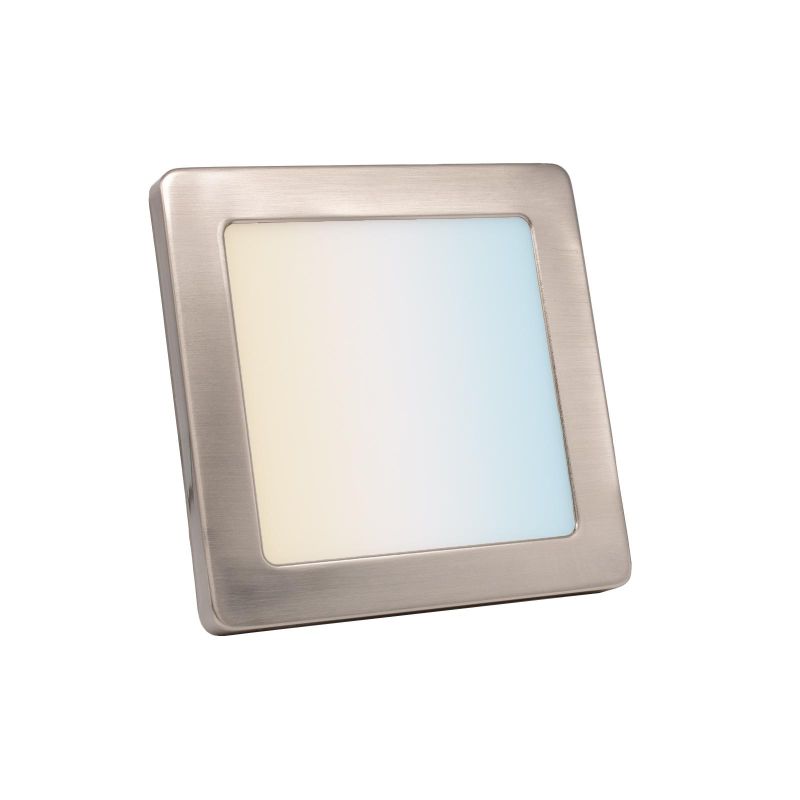 CCT LED Ein-Aufbaustrahler eckig silber 6W 141x141 mit Silber-farbigen Abdeckring
