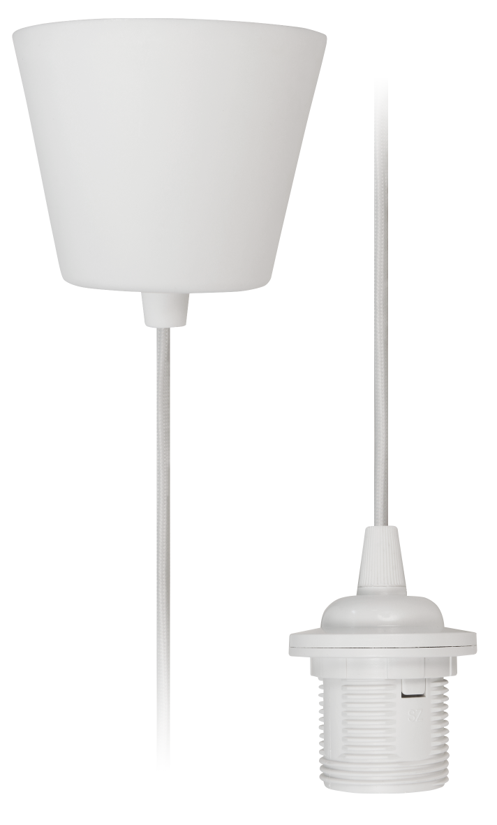 Lampenaufhängung LEDeco, E27 Fassung, weiß, 230V, 1,2m Kabel, Textilkabel