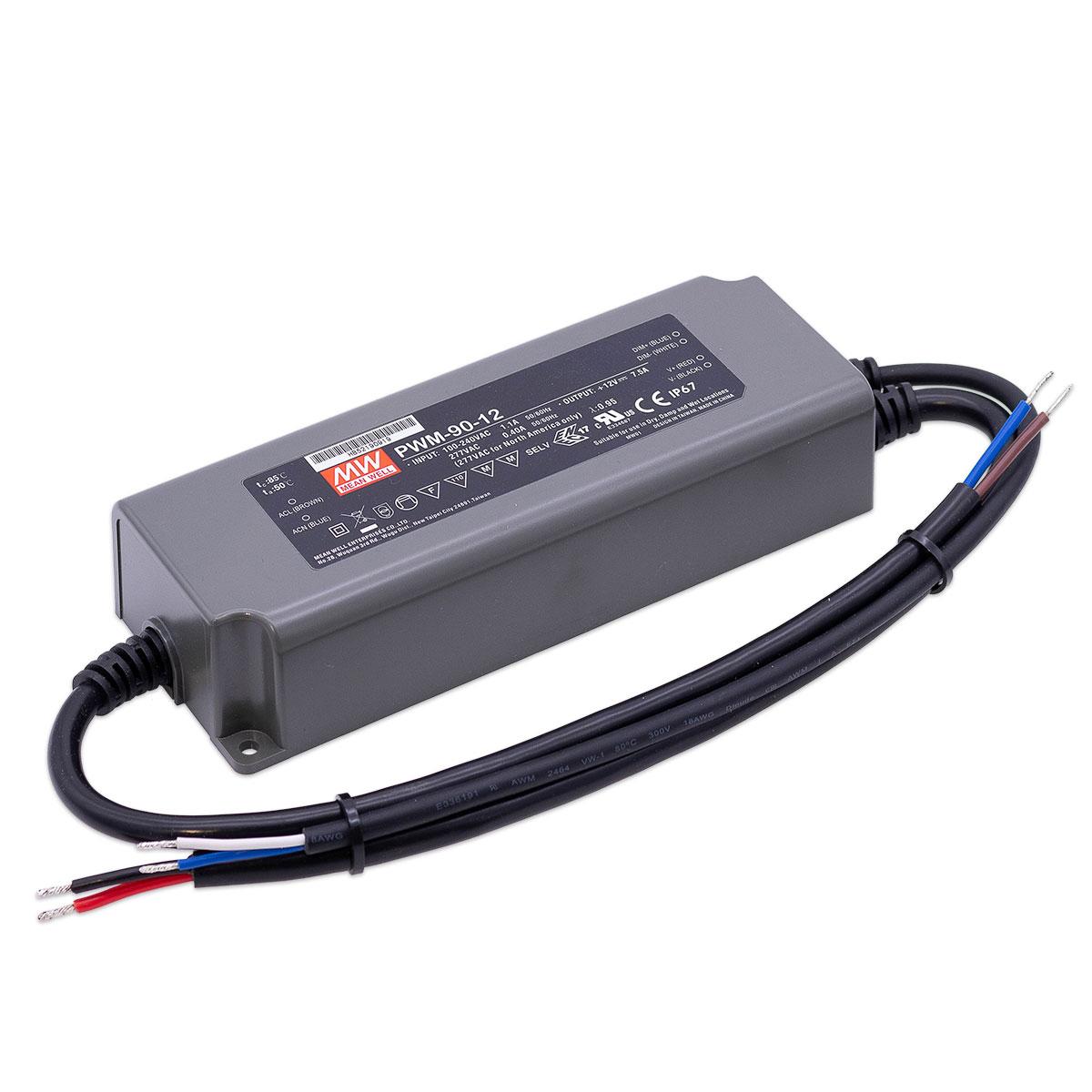 Mean Well PWM-90-12 LED Netzteil dimmbar 0-10V / PWM 90W 12V 7.5A IP67 Schaltnetzteil CV