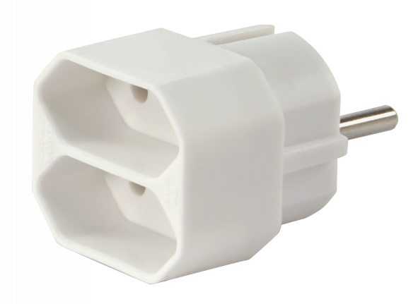 Steckdosenadapter LEDeco, 2x Euro, weiß