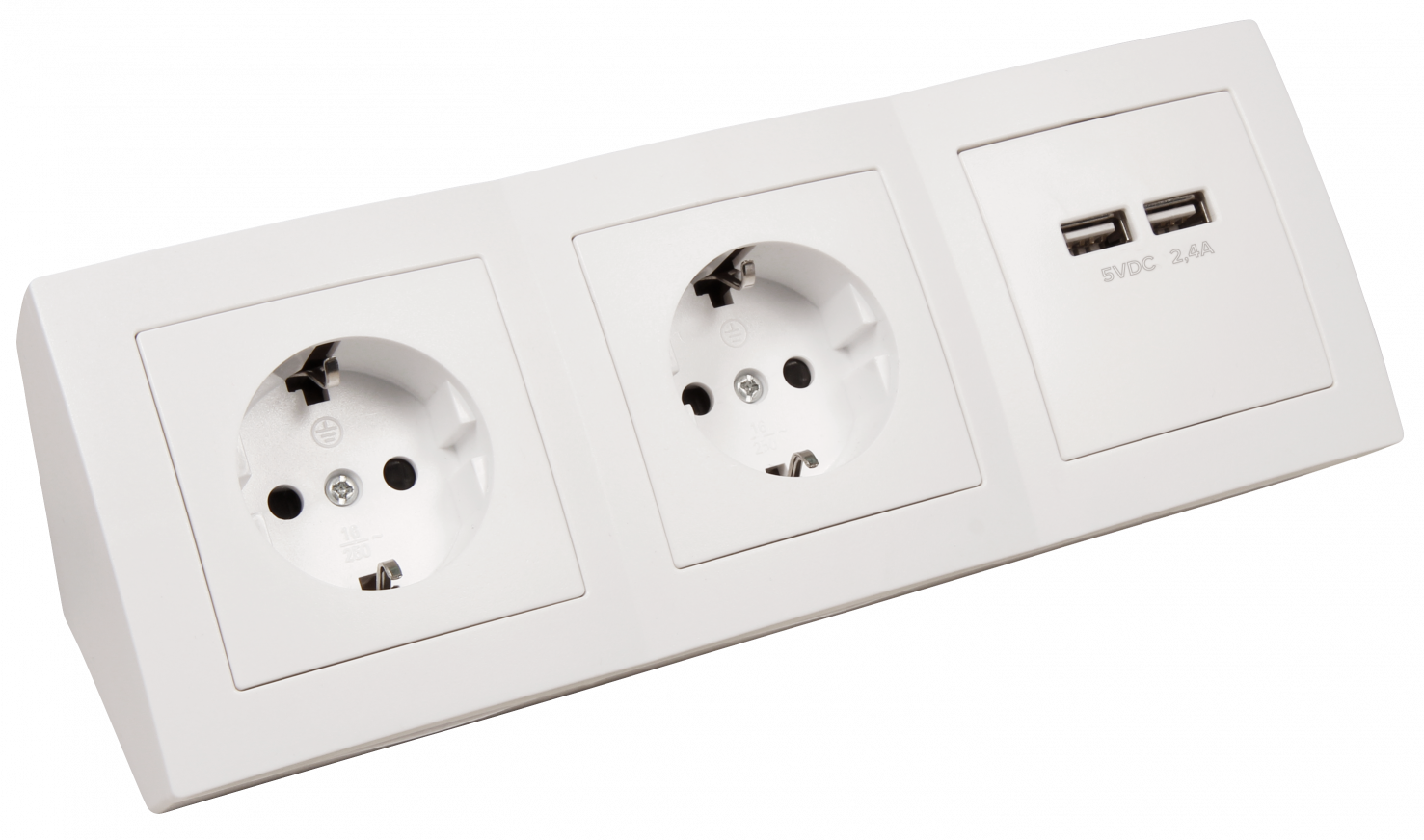 Steckdosenblock LEDeco STYLE Aufbau, weiß, 2-fach Schutzkontakt + 2x USB