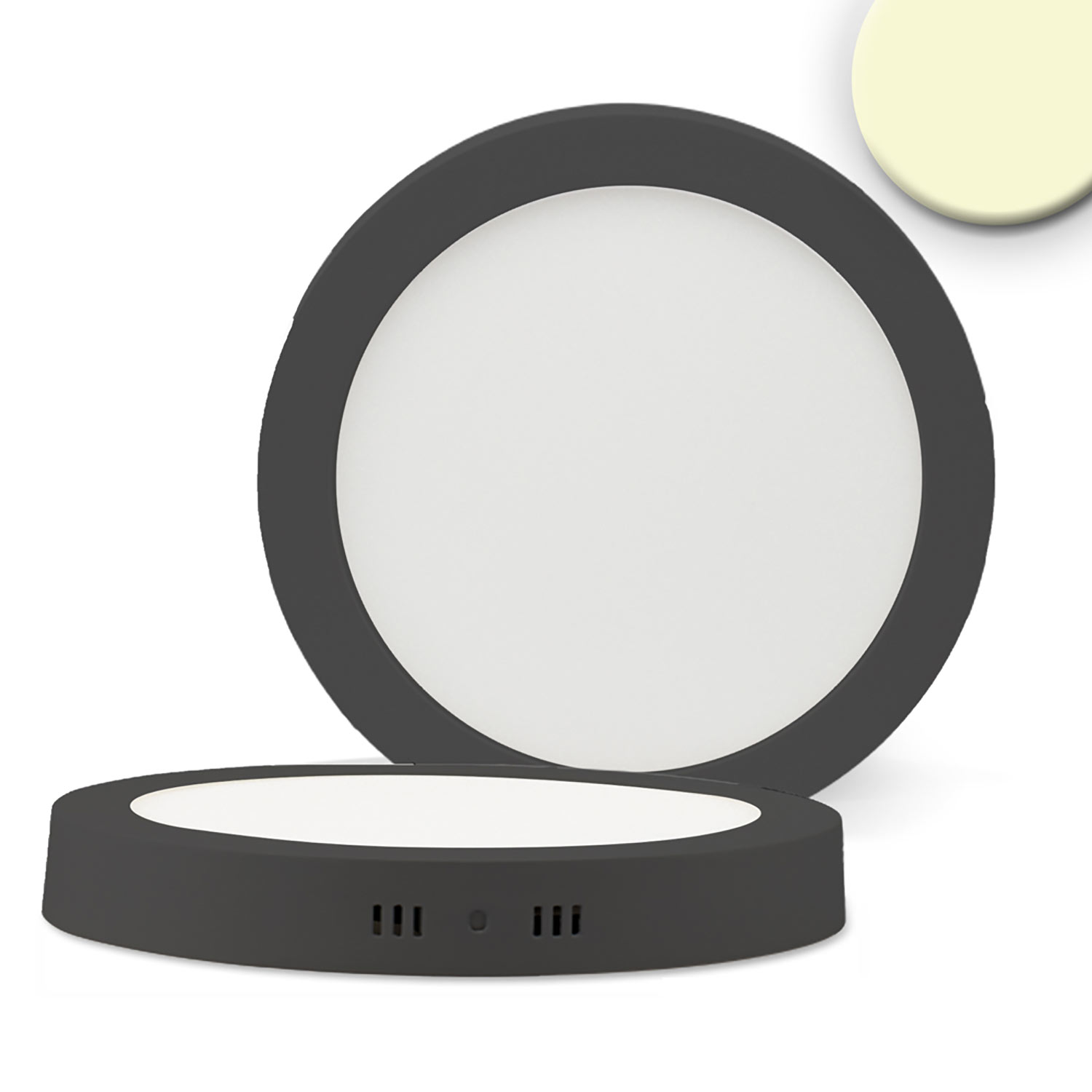 LED Deckenleuchte schwarz, 24W, rund, 300mm, warmweiß dimmbar