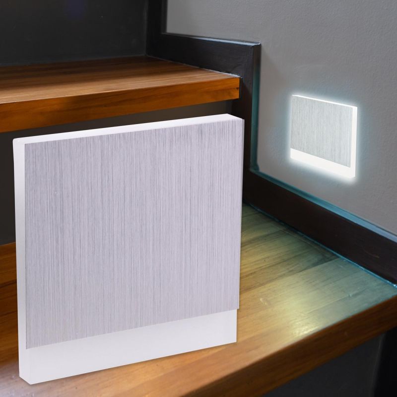 LED Treppenstufenleuchte 230V Wandleuchte eckig Alu-gebürstet - Unterteil Lichtfarbe: CCT 1,5W