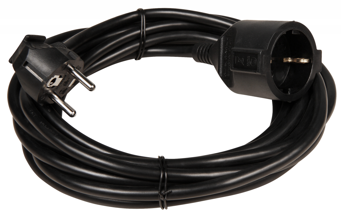 Netzkabel Schutzkontakt-Verlängerung LEDeco, 5m, 1,5mm², schwarz