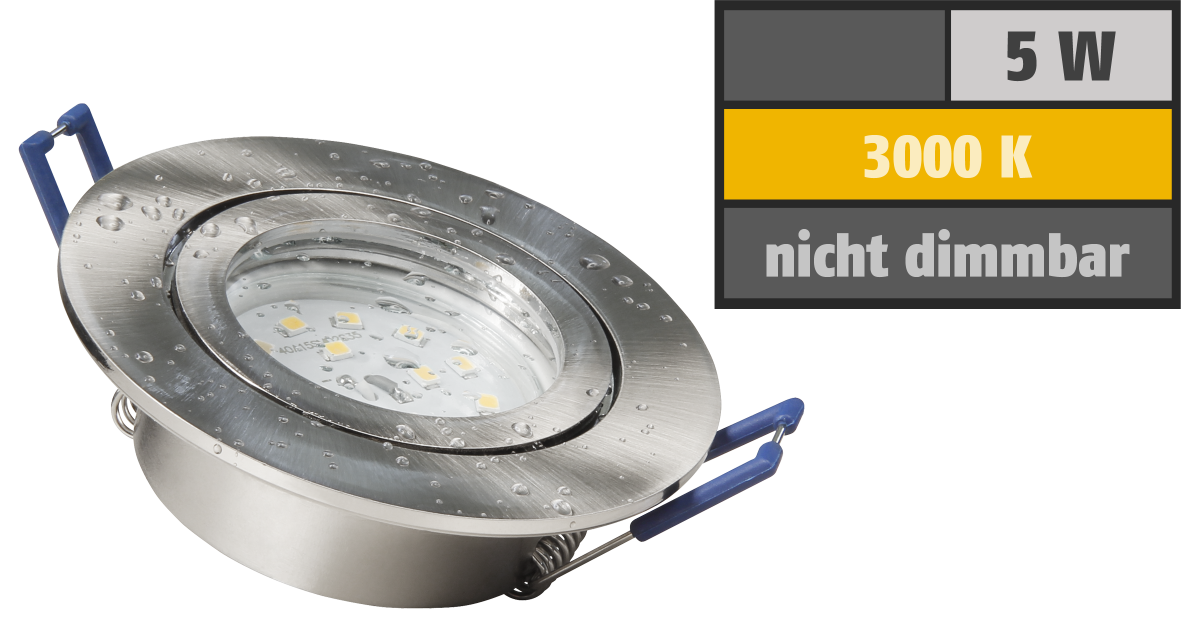 LED-Einbauleuchte LEDeco Flatty Ø83mm, 5W, 400lm, warmweiß, IP44