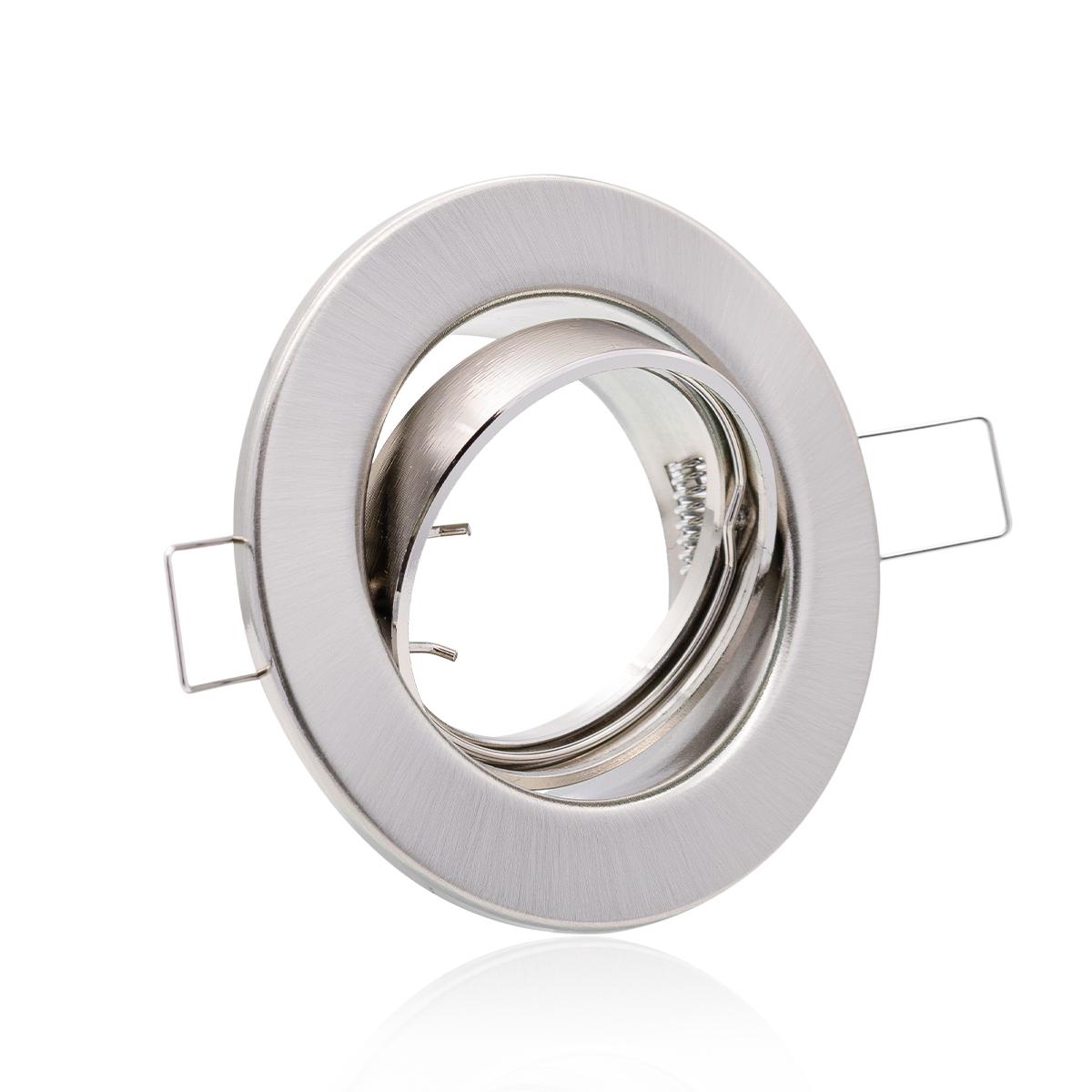 Einbaustrahler Rahmen rund Silber-gebürstet schwenkbar Ring Decken Spot Sprengring