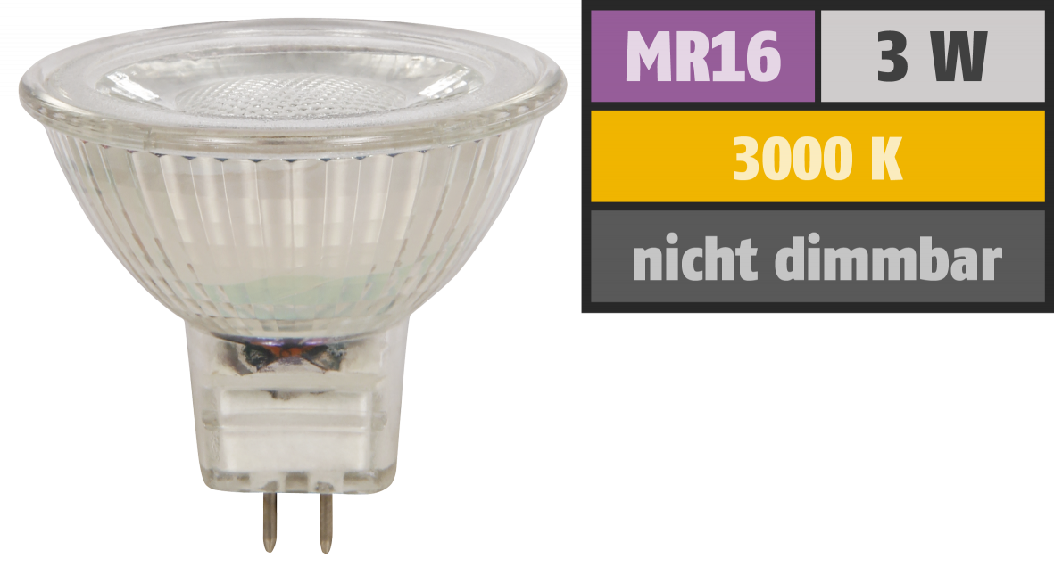 LED-Strahler LEDeco MCOB MR16, 3W, 250 lm, warmweiß