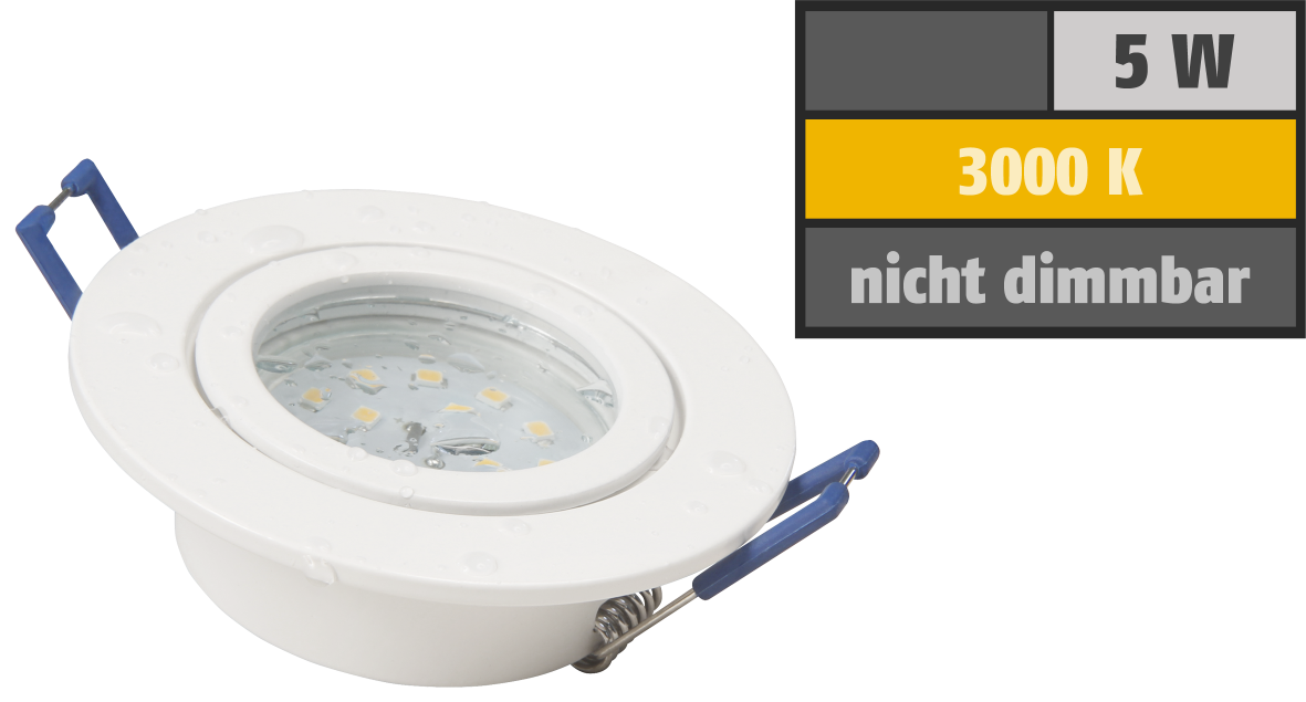 LED-Einbauleuchte LEDeco Flatty Ø83mm, 5W, 400lm, warmweiß, IP44