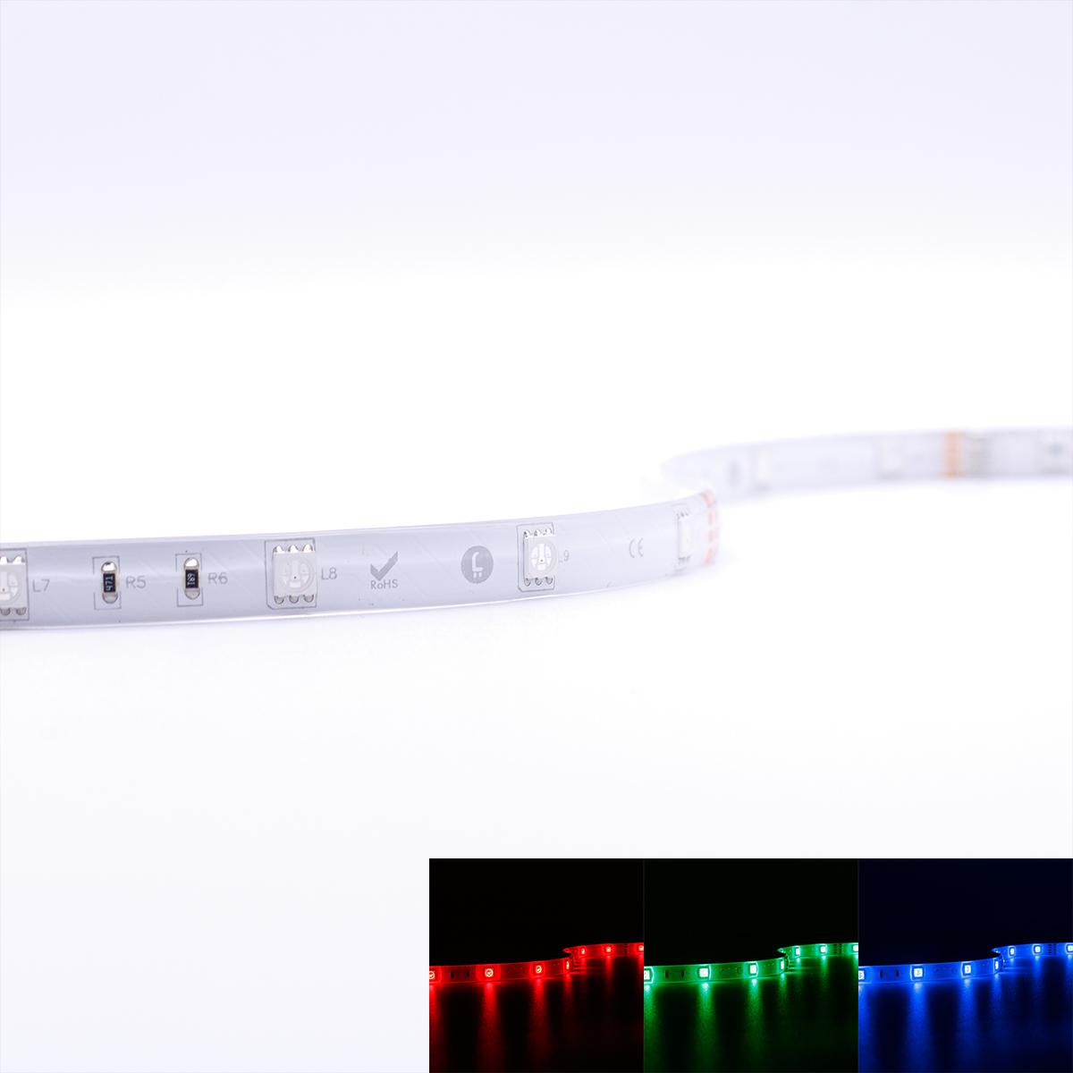 Strip RGB 24V LED Streifen 5M 7,2W/m 30LED/m 10mm IP65 Farbwechsel