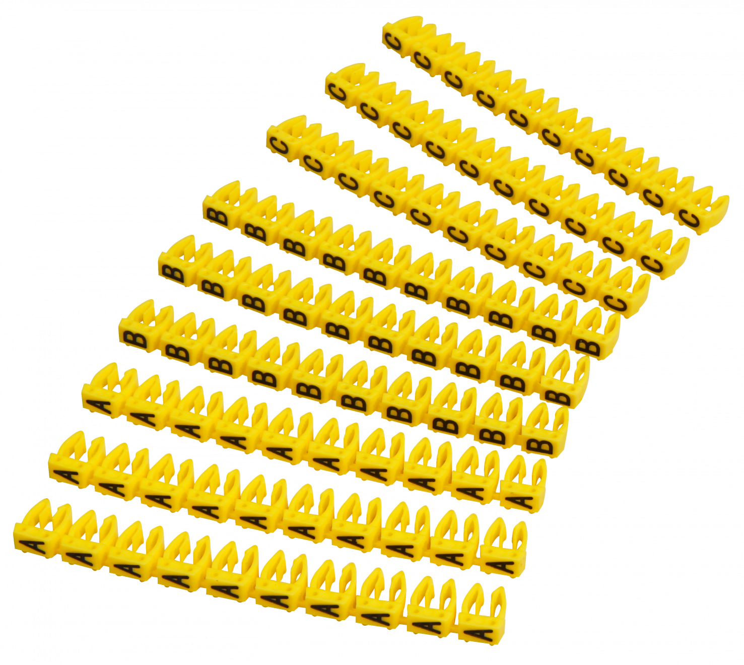 Kabelmarker-Clips LEDeco, bedruckt mit Buchstaben, Kabeldurchmesser bis 6mm