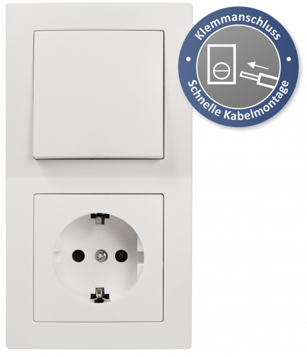 Schalter und Steckdosen Set LEDeco STYLE Tür 2-fach Profi, weiß, 3-teilig, Klemmanschluss