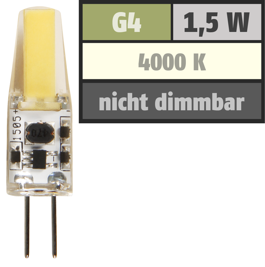 LED-Stiftsockellampe LEDeco Silicia COB, G4, 1,5W, 200 lm, neutralweiß