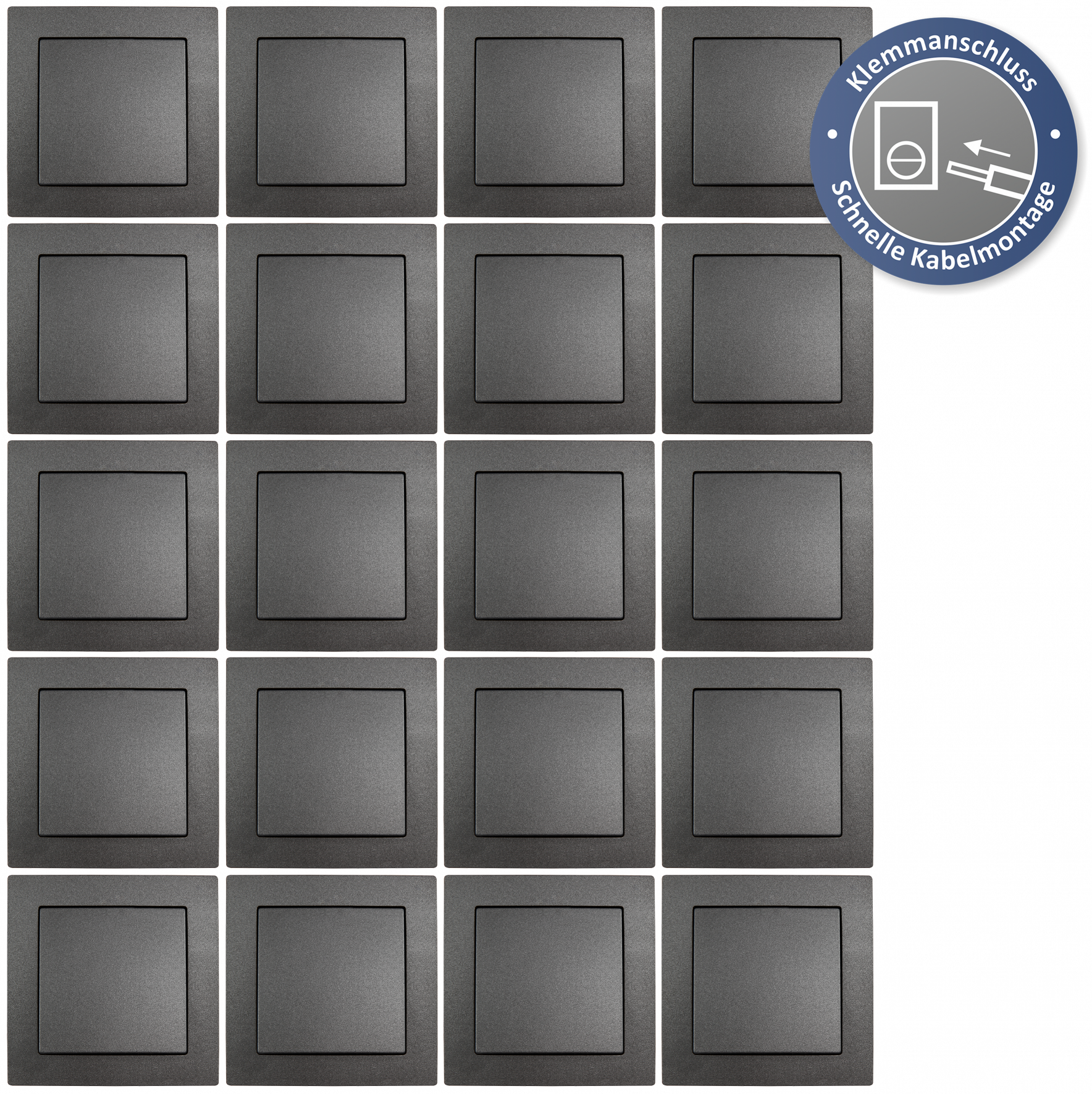 Wechselschalter LEDeco STYLE Klemmanschluss, inkl. Rahmen, 20er-Pack